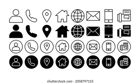 Contact Information Icon Set For Bussiness Card, Website etc.