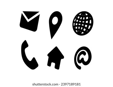 Contact information icon set design template vector isolated