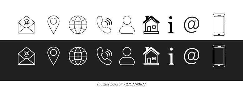 Contact Information Icon Set for Website, Business Cards, and Communication Design.