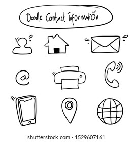 Contact information icon for your design illustration with handdrawn doodle style