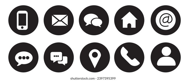 Contact information icons, business card and websites