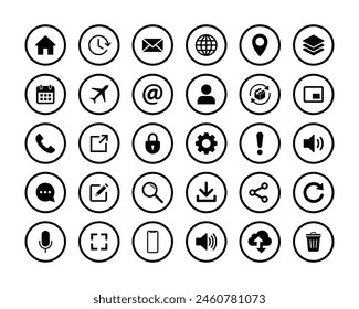 Contact information icons for business card. Web icon set symbol vector