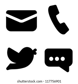 Contact information icons: mail, phone, social network and chat