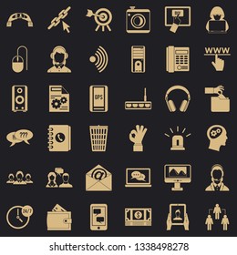 Contact information icons set. Simple style of 36 contact information vector icons for web for any design