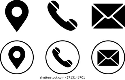 Iconos de información de contacto establecidos para Sitio web y aplicación