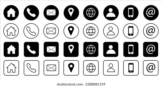 Contact information icons. Symbol for your website design, logo, app, UI. Vector illustration, EPS10