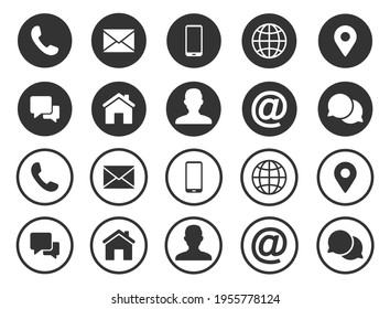 Iconos de información de contacto, vector para tarjeta de visita y sitio web