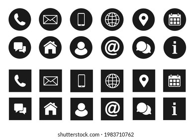 Contact information icons, vector for business card and website