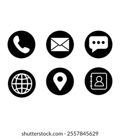 Contact information icons, vector for business card and website