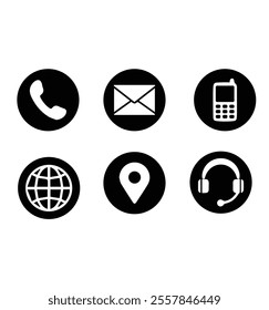 Contact information icons, vector for business card and website