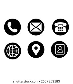 Contact information icons, vector for business card and website 