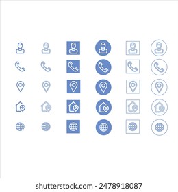 Contact Information Icons in Vector Format in 5 Styles—total 30 Icons.