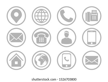 Contact Information Round Icon Set