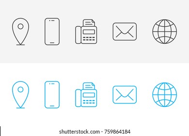 Contact information simple thin line icons. Quality symbols and sign web collection, business card icons. Vector outline elements