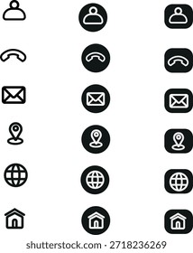 Ícones da interface de contato definidos nos estilos de contorno e de glifo