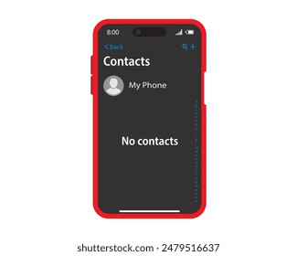 Contact interface in phone mobile screen vector. Mobile, phone, interface, screen, smartphone, design, smart, button. Can use for banner, web design, poster. Vector isolated on white background.
