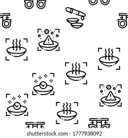 Contact Lens Accessory Seamless Pattern Vector Thin Line. Illustrations