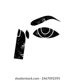 Icono dibujado a mano negro de la aplicación de lentes de contacto en aspecto grunge