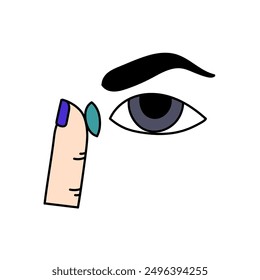 Aplicación de lentes de contacto Ilustración vectorial de color dibujada a mano