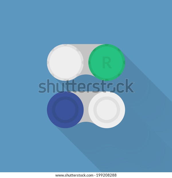 Contact lens cases.\
Containers, for contact lenses. Flat design. Easy to edit. Vector\
illustration - EPS10.