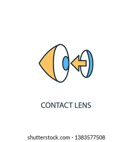 Contact Lens concept 2 colored line icon. Simple yellow and blue element illustration. Contact Lens concept outline symbol design