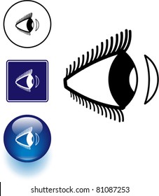 contact lens and eye symbol sign and button