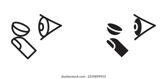 Contact lens Icon set in black color for ui designs