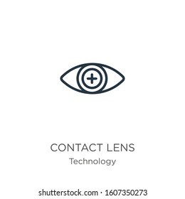 Contact lens icon. Thin linear contact lens outline icon isolated on white background from technology collection. Line vector sign, symbol for web and mobile