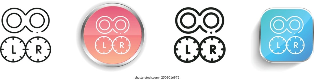 icono de lente de contacto. Diseño de estilo lineal delgado, regular y de Botón aislado sobre fondo blanco