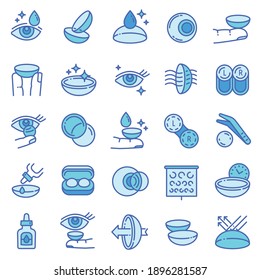 Contact lens icons set. Outline set of contact lens vector icons for web design isolated on white background