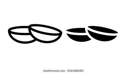 Contact lens Icons set in solid and thin line style