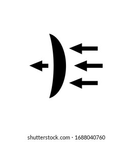 Contact Lens Light Transmission, Dispersion. Flat Vector Icon illustration. Simple black symbol on white background. Contact Lens Light Transmission sign design template for web and mobile UI element