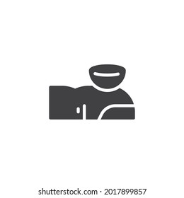 Contact lens on a finger vector icon. filled flat sign for mobile concept and web design. Use eye Lens glyph icon. Symbol, logo illustration. Vector graphics
