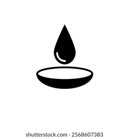 Contact Lens in Water Droplet Solid Flat Vector Icon Isolated on White Background.