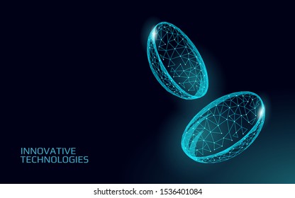 Contact lenses 3D low poly concept. Healthcare eye vision care medicine support. Isolated eyewear correction. Ad marketing template vector illustration