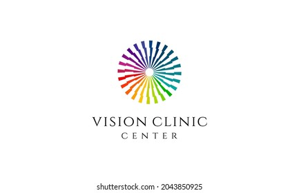 Inspiración en el diseño de logotipo colorido de la Visión de los ojos de las lentes de contacto