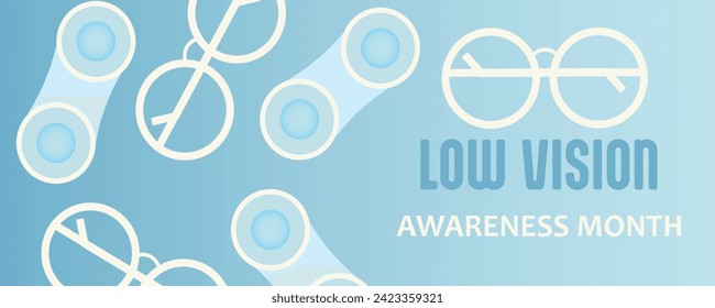 Contact lenses and eyeglasses on blue background. February is Lo
