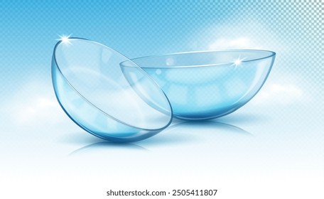 contact lenses for eyes on a translucent background. Vector illustration.