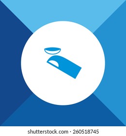 Contact Lenses Icon On Blue Background. Eps-10.