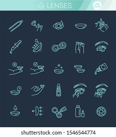 contact lenses icon set. Flat design style
