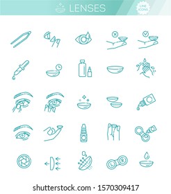 contact lenses icon set. Flat design style