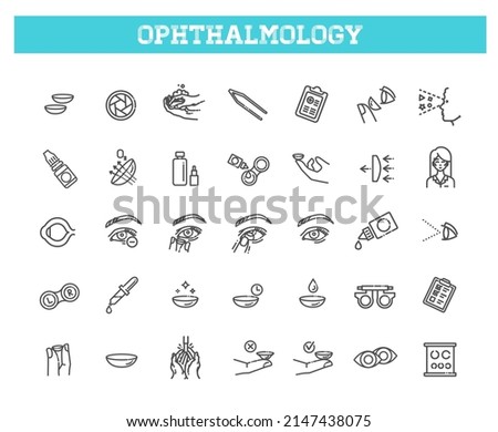 Contact lenses icon set. Flat design style