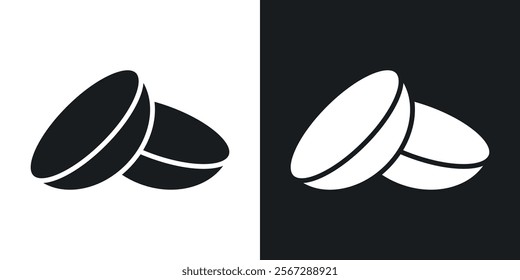 contact lenses icons in solid black and white colors