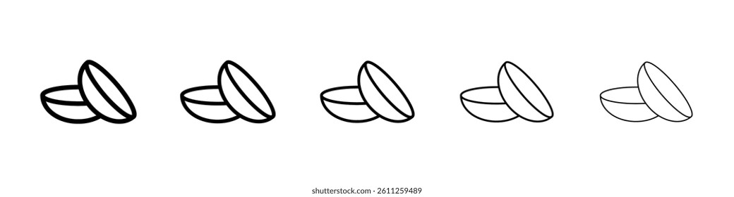 contact lenses icons vector set in different stroke line style