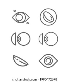 Contact lenses line icon set. Eye health, oculist. Ophthalmology.