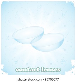  contact lenses on blue background - vector illustration