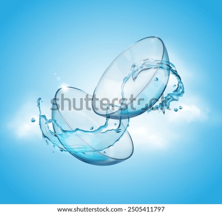 Contact lenses on a blue background. Vector illustration.
