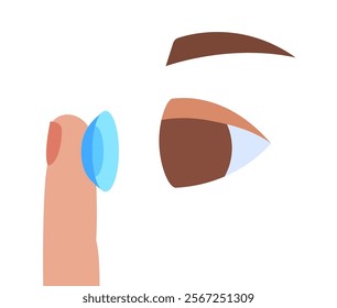 Contact lenses poster, ocular prosthesis, rigid gas permeable, soft or scleral types. Vision problem concept, cosmetic effect or treatment. Refraction error correction flat vector medical illustration