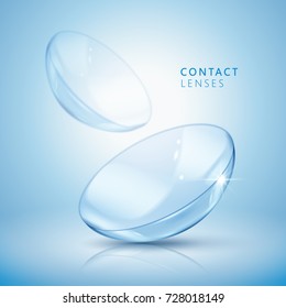 Contact lenses template, clear and close up look at contact lens in 3d illustration