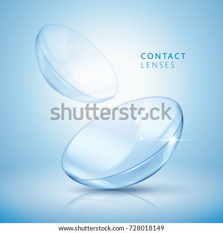 Contact lenses template, clear and close up look at contact lens in 3d illustration